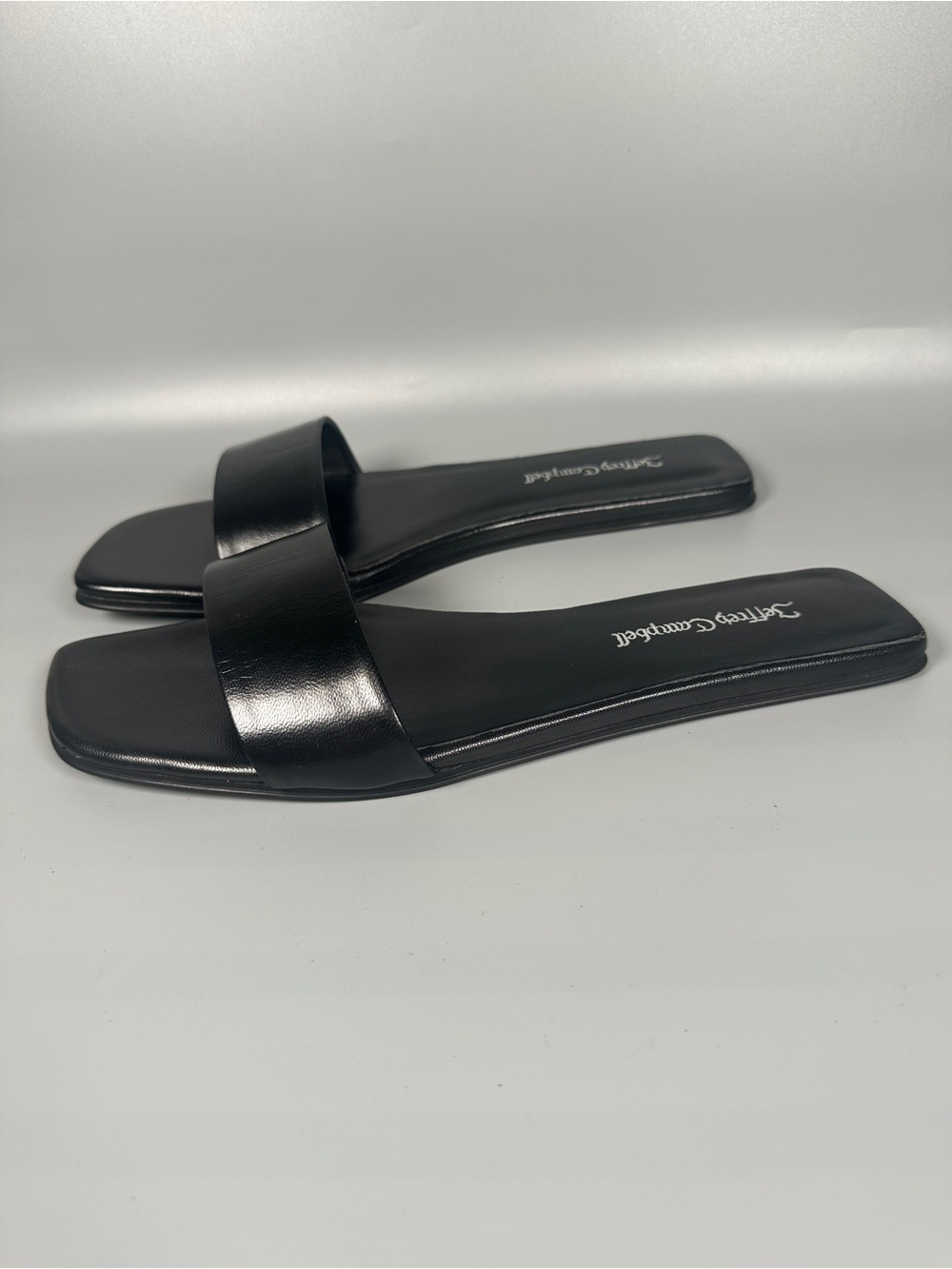 Jeffrey Campbell Vellum Minimalist Leather Flat Slides Women’s Size 10 Black